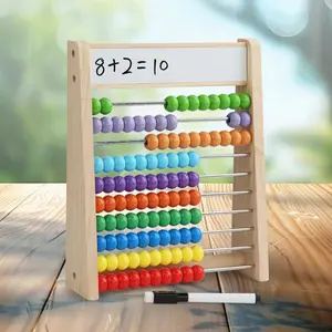 Wooden Abacus Toy, Colorful Beads Math Toy, Educational Math Learning Toy for Kids, Fun Birthday Gift for Boys & Girls, Math Learning Tools