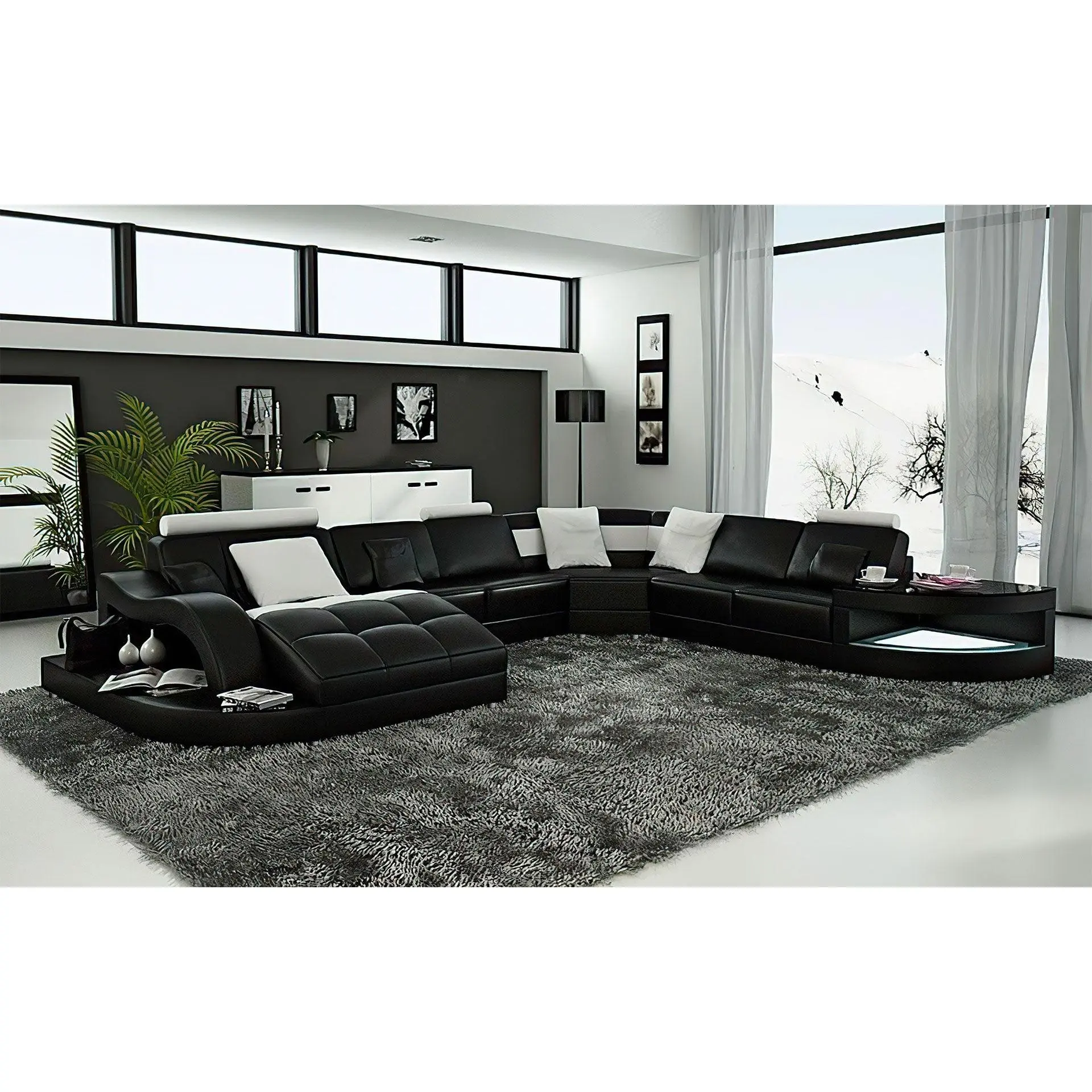 Navasota Large Leather Sectional with Shape Chaise Navasota Large Leather Sectional with Shape Chaise