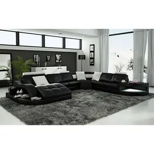 Navasota Large Leather Sectional with Shape Chaise