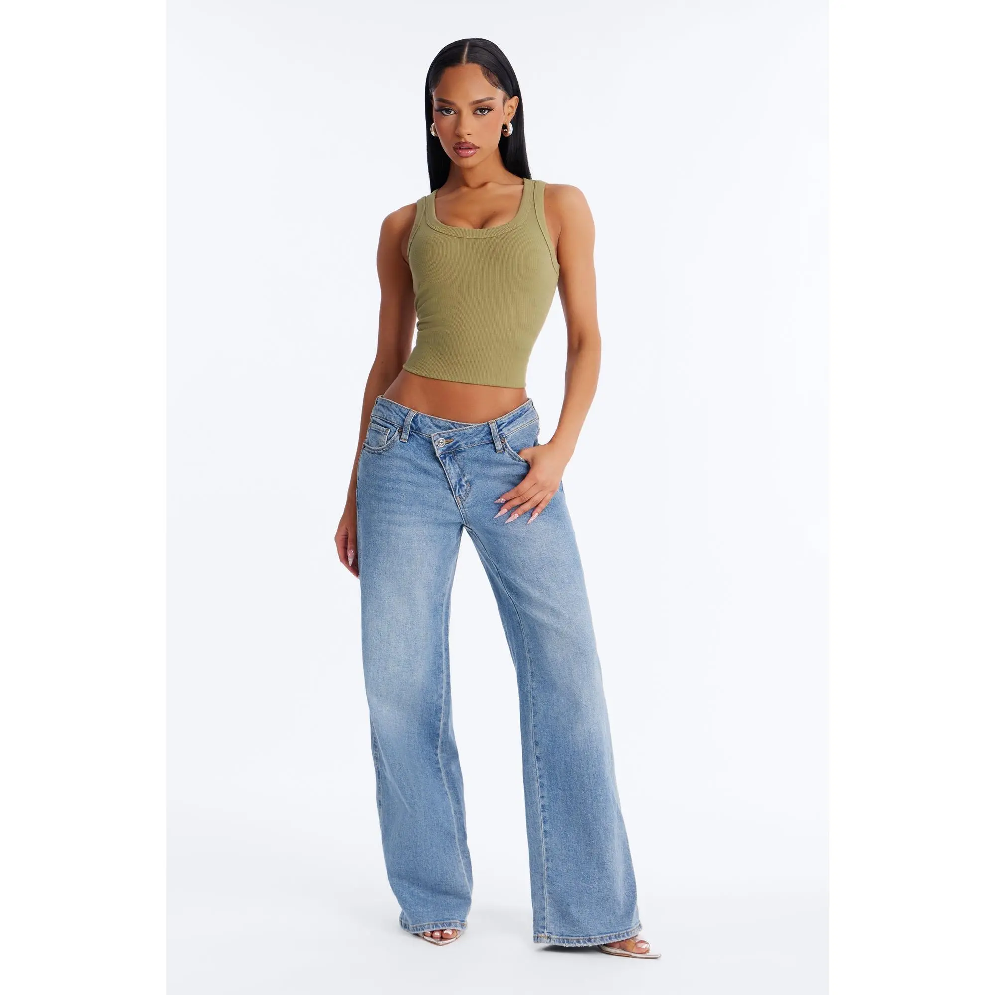 Eastside Low Rise Crossover Wide Leg Jean - Vintage Wash