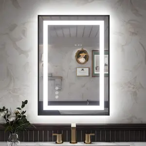 Apex-B 20x28in 20 Vanity Mirror with Lights for Bathroom Wall, Framed LED Anti-Fog Shatter-Proof Mirror, ETL Listed