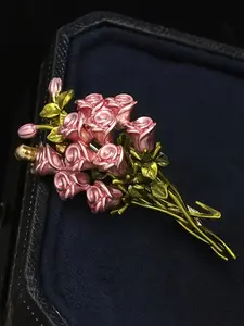 French Vintage Oil Painting Style Romantic Rose Brooch, Unique Design Women's Fashion Creative Pin Badge Shirt Collar Accessory Flower Brooch Pin
