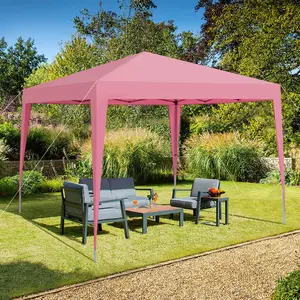 Outdoor 10x 10Ft Pop Up Gazebo Canopy Tent Removable Sidewall with Zipper,2pcs Sidewall with Windows,with 4pcs Weight sand bag,with Carry Bag-Pink