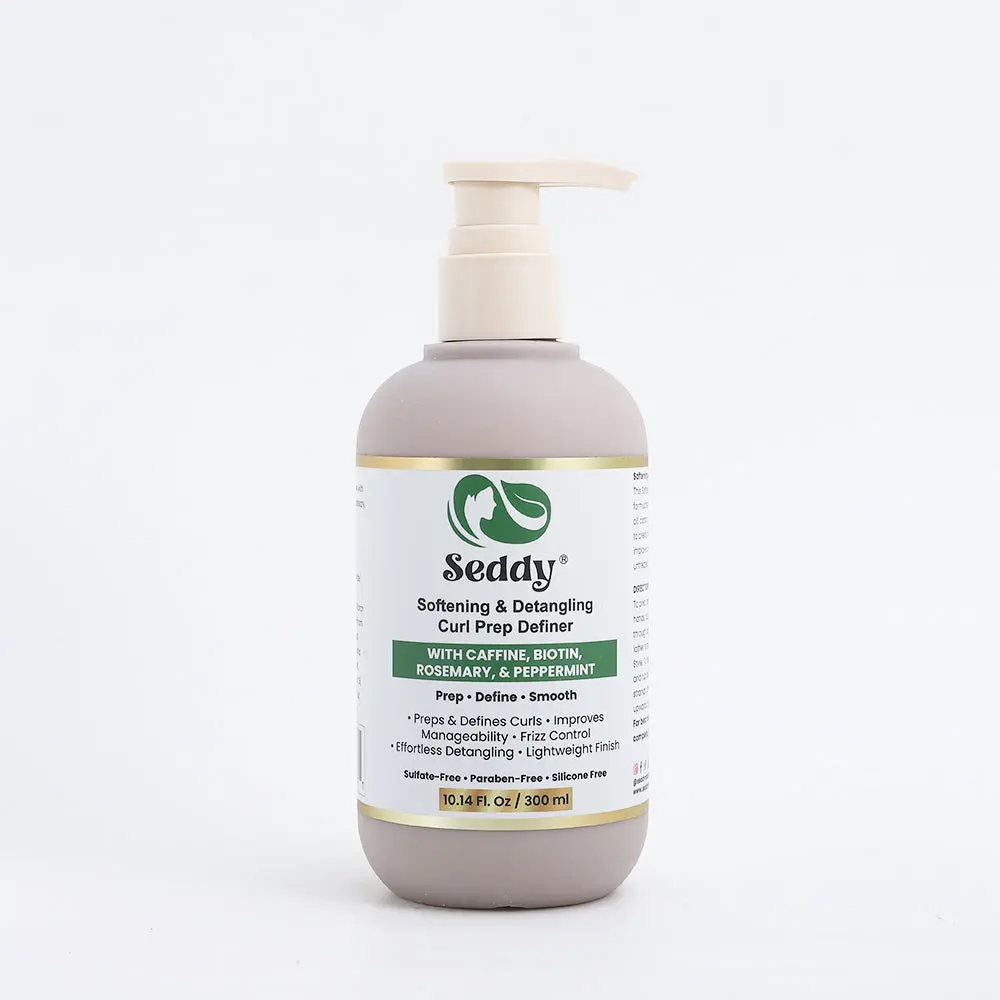 SEDDY Softening & Detangling Curl Prep Definer with Niacinamide, Caffeine, Biotin, Rosemary & Peppermint | 10.14 Fl Oz