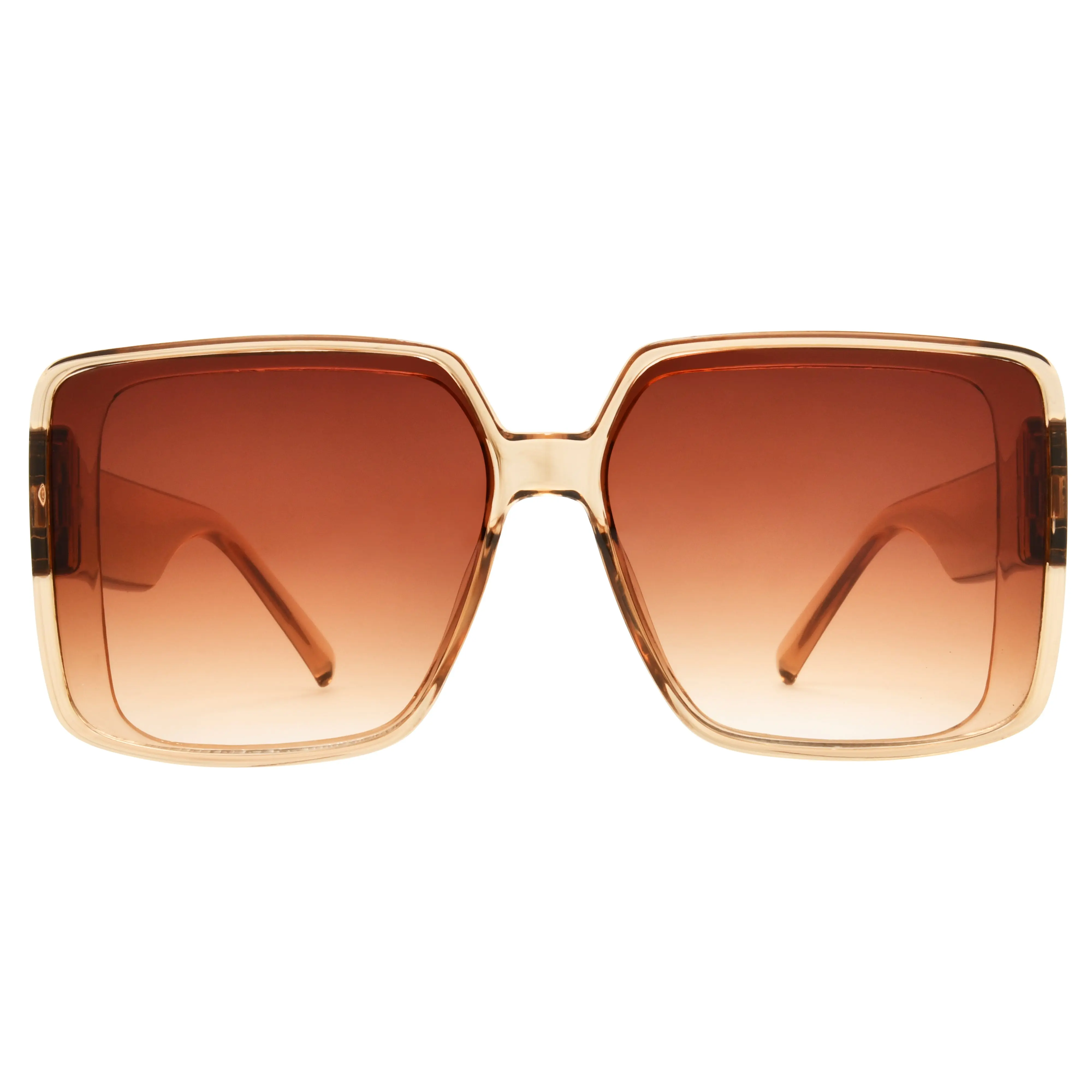 Foster Grant Women's Square Sunglasses in Tan Plastic, Stylish Statement Frame with Gradient Scratch-Resistant Lenses, 100% UVA-UVB Protection, Cool Sunglasses