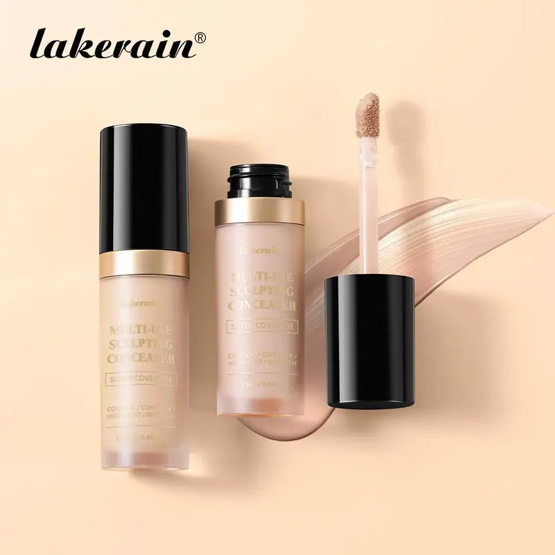 Lakerain Long Lasting Matte Concealer, Longwearing Waterproof Makeup, 3 in 1 Sculpting Concealer, Full Coverage, Waterproof & Sweat-proof, Can be Contour&Highlighter, 5 Shades for All Skin Tones, for Women/Beauty Lover