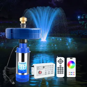FOXLUX  RGB LED Pond Fountain Aerator 750W with Color-Changing Light Show, 1HP 15000 GPH Floating Aerating Pump, 100ft Power Cord, Controller, APP & Remote Control, Perfect for Ponds & Lakes(120V)