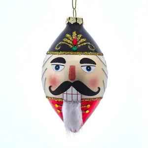 Kurt Adler Glass White Beard Nutcracker Head Finial