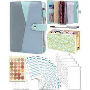 Budget Binder with Zipper Envelopes, Cash Envelopes for Budgeting Money Saving Binder with Budget Sheets, Zipper PVC Pockets, Cash Envelopes, Stickers & Pen, Money Binder Organizer for Cash