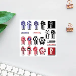 Kenworth Logo Sticker Pack – Multicolor KW Badge Decals in Red, Blue, Black & White | Semi Truck Branding Stickers for Big Rig Drivers & Diesel Fans