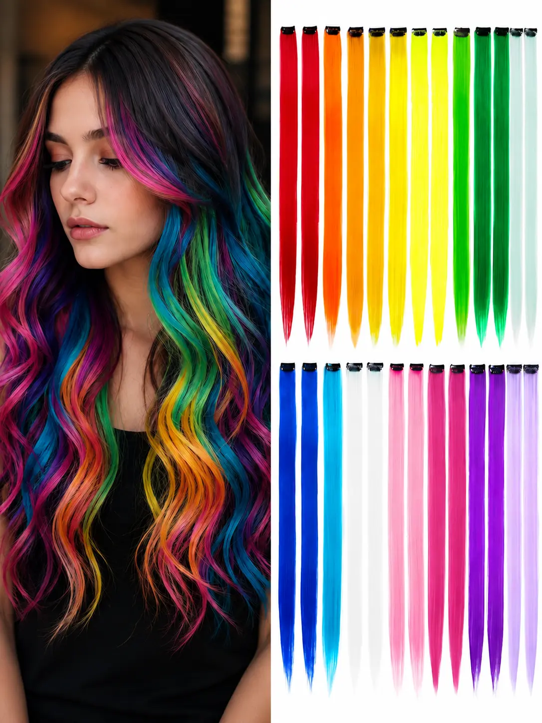 Hair Tinsel Kit for Girls & Women, Fairy Glitter Hair Extensions, 48-Inch Holographic Hair Tinsel with Tools, Bling Hair Accessories for Party & Festival