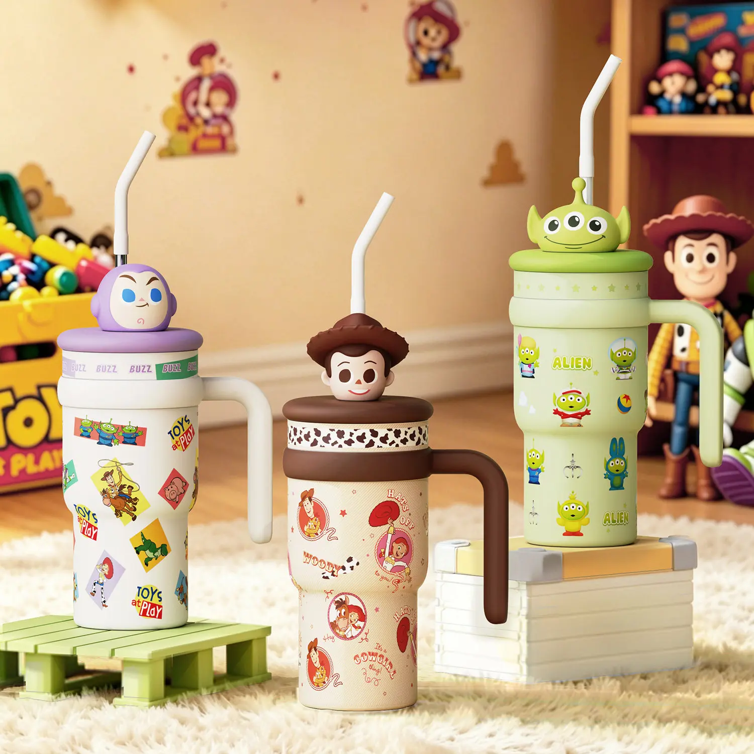 [Back  to school]MINISO x Disney Pixar Toy Story Character Print Insulated Stainless Steel Tumbler - Double-Wall Thermal Travel Mug, Portable Drinkware for Hot & Cold Beverages, Travel Use,dorm essentials,home decor,home essentials,camping essentials