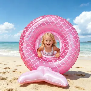 Baby Swimming Float with Seat & Handle, Inflatable Infant Swim Ring, Cute Pool Floaties for Toddlers 8-48 Months (Under 44lb), Water Raft Lounge Toys for Summer Pool Party