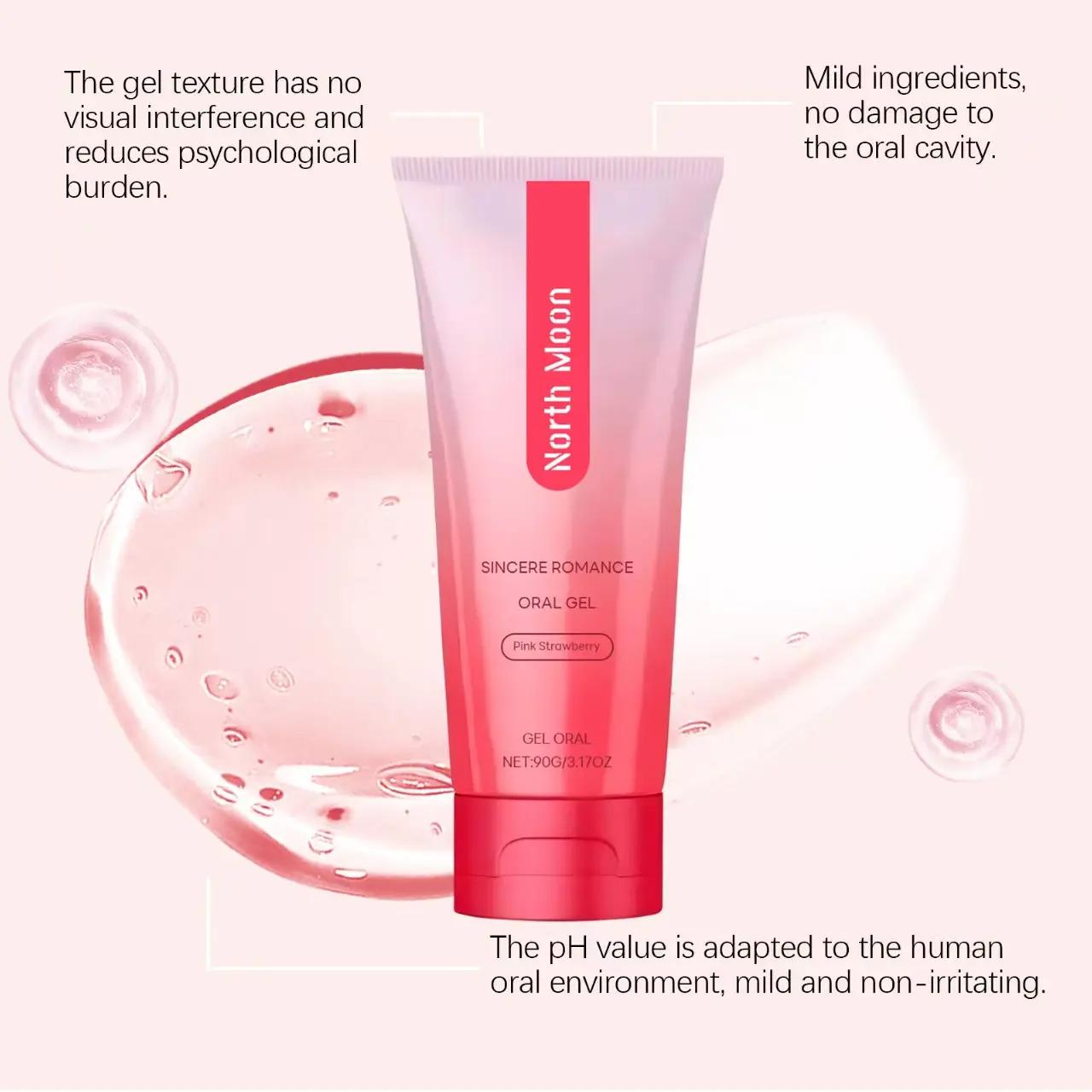 North Moon Pink Strawberry Toothpaste, suitable for daily oral care, a lightweight and portable product for outings, 90 grams