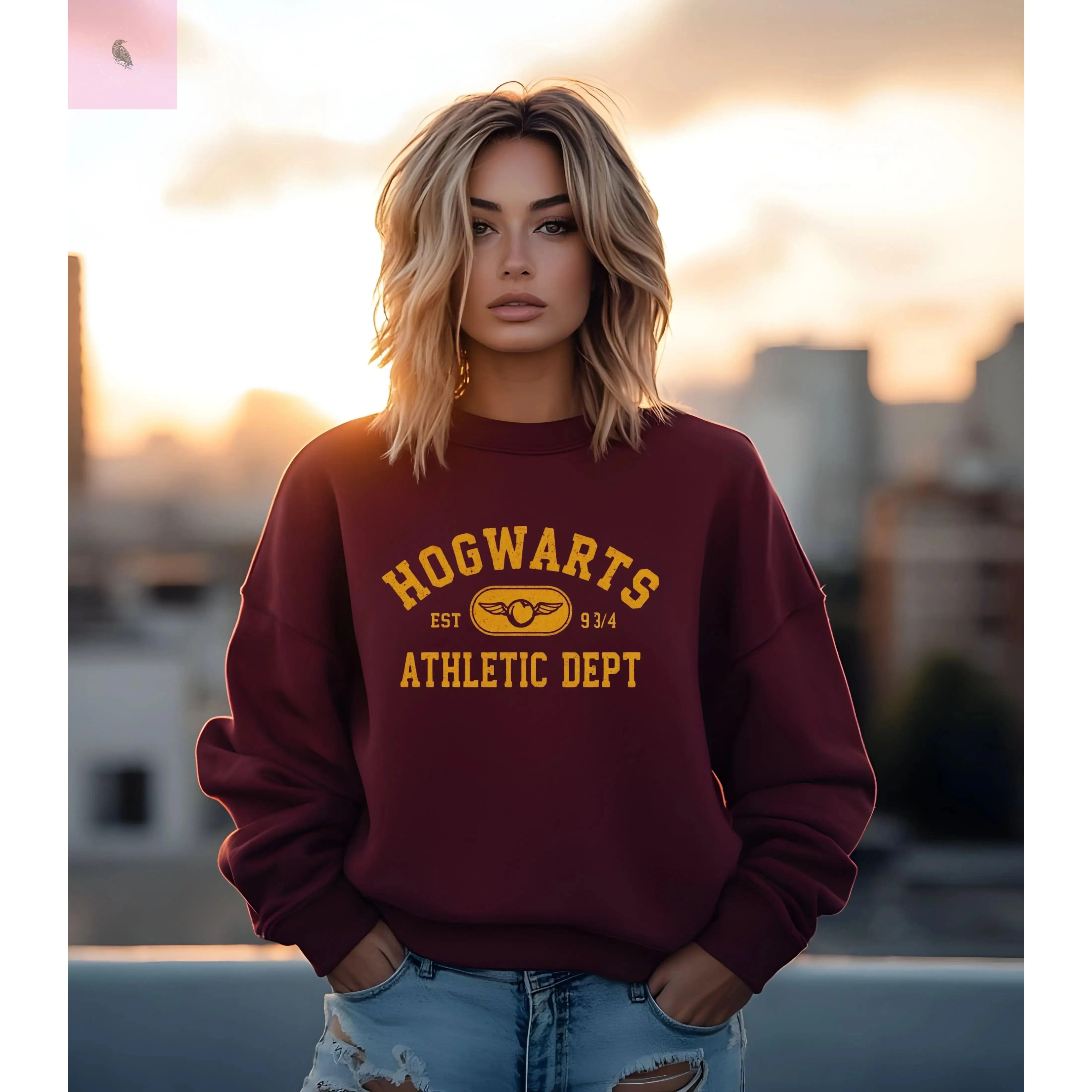 Hogwarts Harry Potter Maroon Sweatshirt - Unisex Crewneck sweatshirt for Fans, Gifts, Warmth - Gilden Quality athletic Collar Cotton