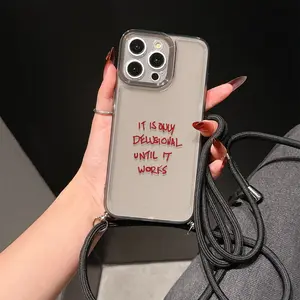 Convenient Lanyard Protective Phone Case Cover with Adjustable Strap and Crossbody Shoulder Strap, Creative Pattern Tpu Anti-Drop Protection for iPhone