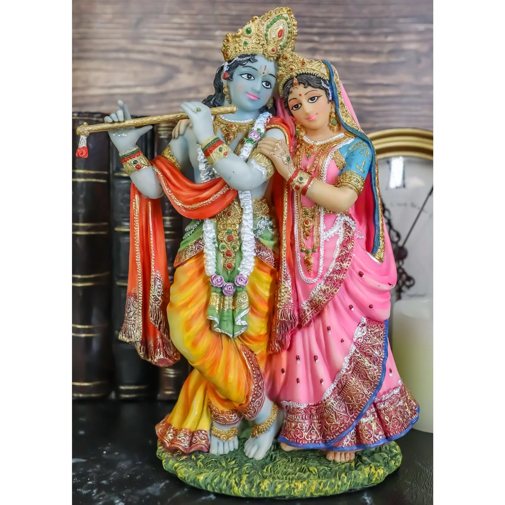 Vedic Radha And Krishna Statue Avatar Of Vishnu Shakti God's Divine Love 8"H