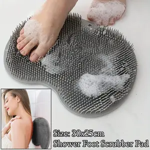 Exfoliating Shower Massage Scraper Bathroom Non-slip Bath Mat Back Massage Brush Silicone Foot Wash Body Cleaning Bathing Tool