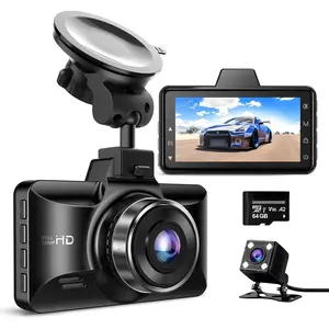 Dual Dash Cam Front and Rear with Free 64GB Card, 3" Screen Dual Dashboard Camera for Car, Built-in ADAS G-Sensor, 24H Parking Mode Car Camera (M01 Pro)