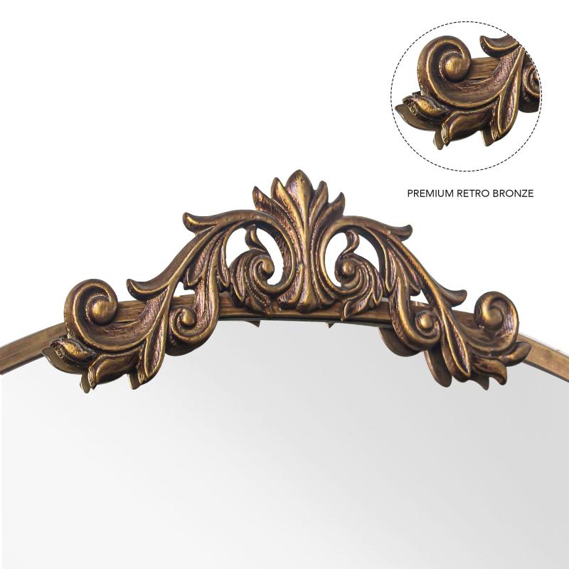 Full Length Mirror 36x66 Inch Vintage Ornate Arched Floor Mirror Metal Framed Mirror Dressing Mirror Oversized Wall Mirror, for Entryway, Living Room, Bedroom, Clothing Shop,  Antique Bronze