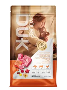 [DUK] Fresh Chicken Salmon Formula  Complete Nutrition Cat Food - For All Ages - 78% Animal Protein, Hairball Control, Urinary Care - 1.5kg