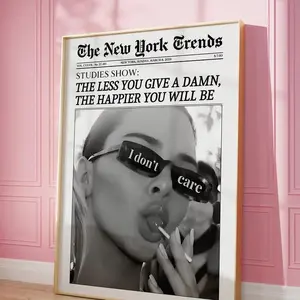 Trendy Newspaper Print,New York Times Wall Art,Magazine Headline, Retro Bar Cart,Girl Dorm Room Decor,Artistic Poster, Gift Ornaments Decoration Photo