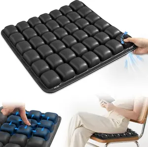 Upgraded Aircraft Seat Cushion — No External Pump Required — Inflatable Seat Pad for Long-Haul Flights — Portable Wheelchair Cushion — Adjustable Air Cushion with Non-Slip Base — Relieves Tailbone Discomfort