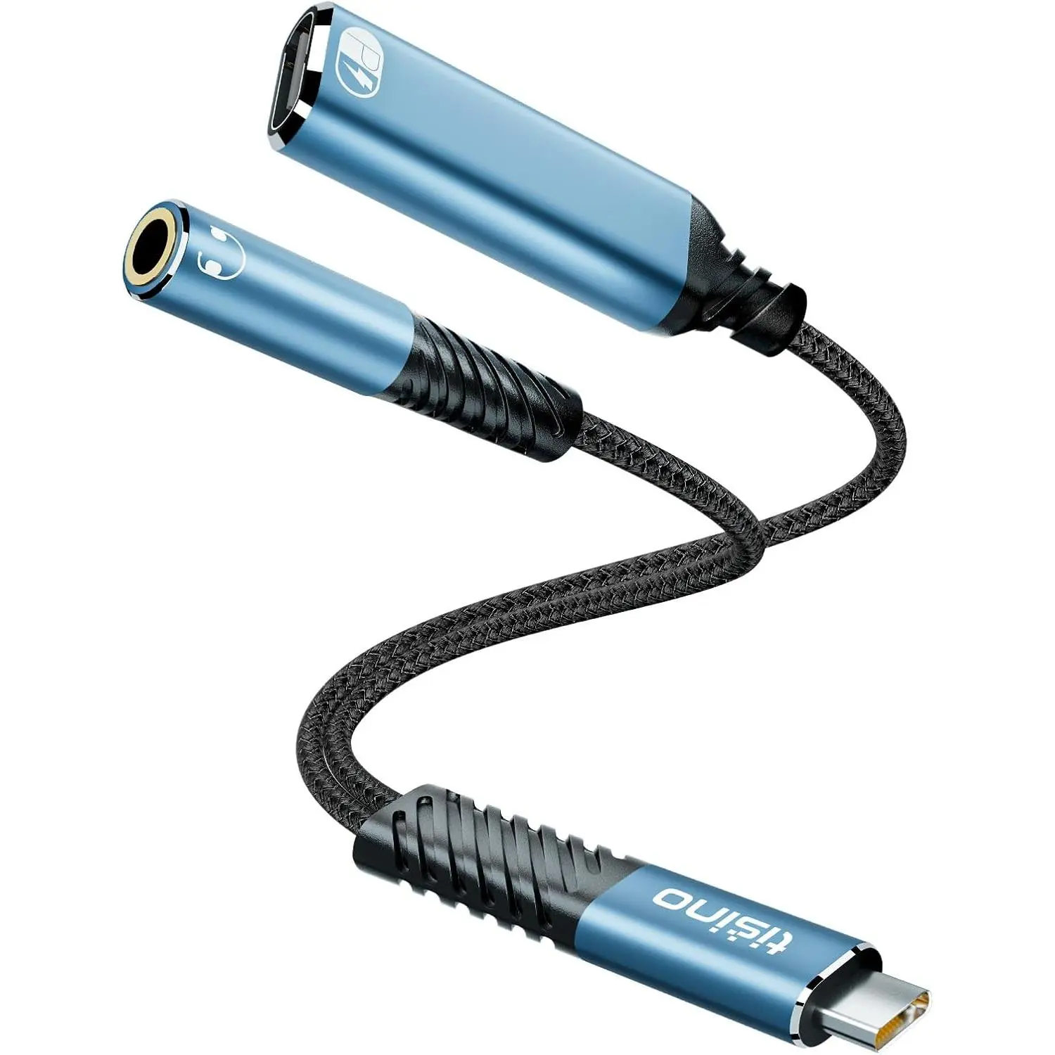 USB C to 3.5mm Headphone and Charger Adapter, Aux to USB C & 60W PD , HiFi DAC 32bit/384kHz, USB C to Headphone Jack Adapter for  16 15/ S25/S24/Pixel 8/7