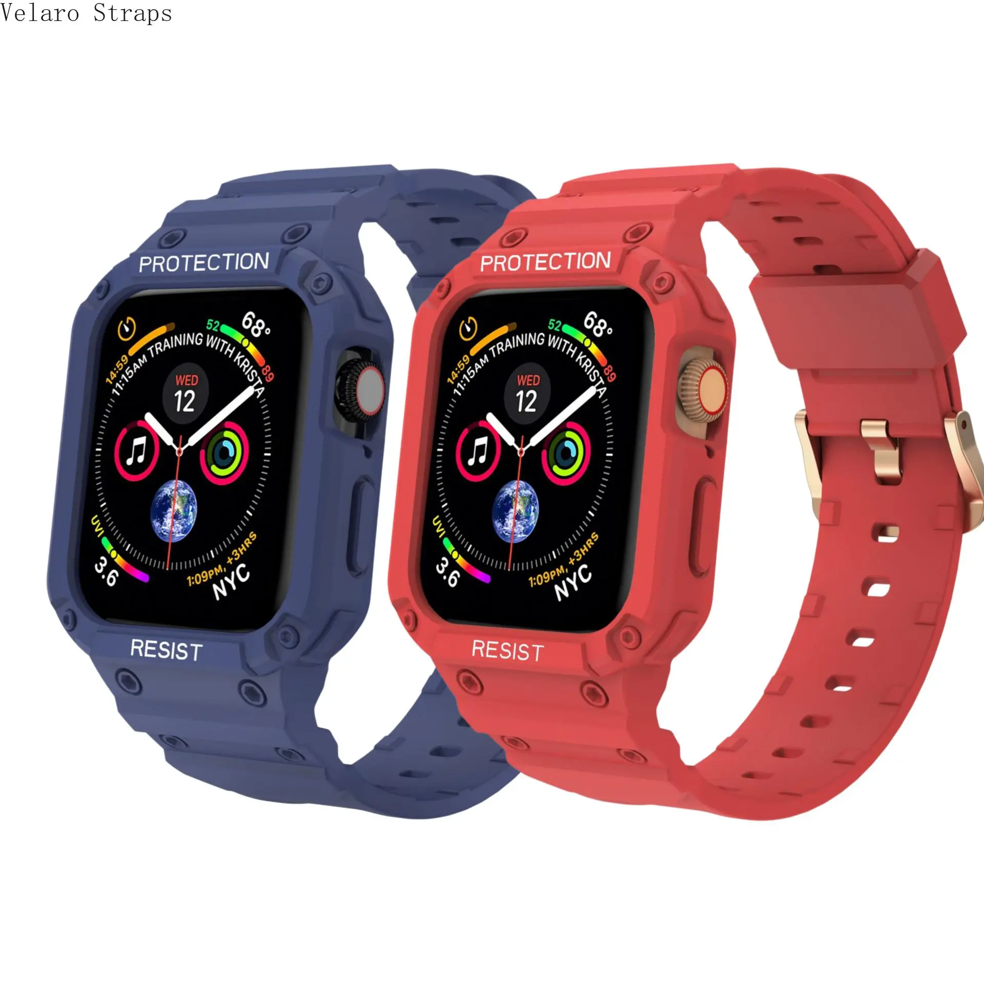 Wearable Accessories 2-Pack Durable Rugged TPU Smart Watch Case + Strap, 38-49mm, for Aesthetic Protection, Funky, Peppy, 38/40/41Mm, Casual, Bold Colors, 42/44/45Mm