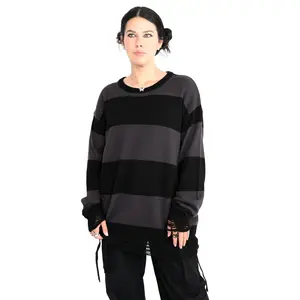 Marlowe Stripe Sweater Tunic Black and Grey