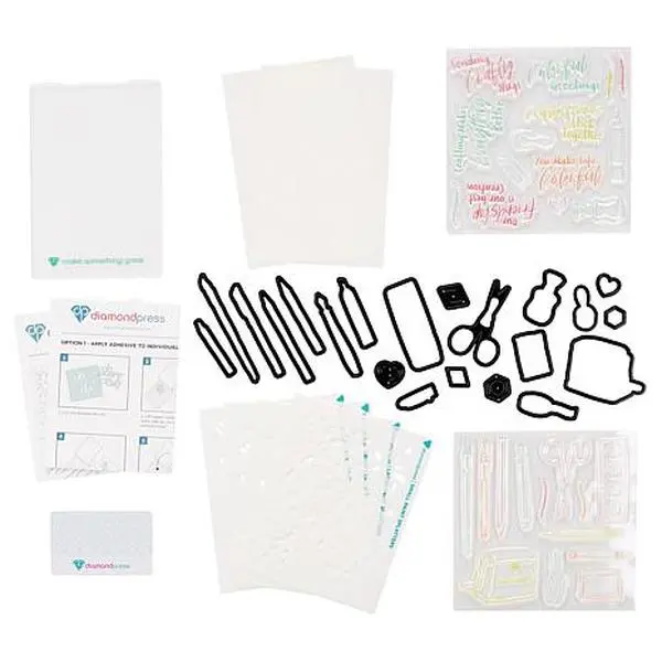 Crafts & Sewing Diamond Press Crafty Hugs Stamp, Die and Stencil Kit