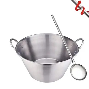 ARC Stainless Steel 21 Inches Heavy Duty Mexican Cazo Para Carnitas with 36" Large Spoon,41QT Large Outdoor Wok Great for Carnitas and Braising