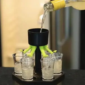 6 Shot Glass Dispenser with Holder & 6 Shot Glasses Set | Food Grade BPA Free Anti-Spill Leak Proof Liquor Pourer | Dishwasher Safe Multifunctional Cocktail Dispenser | Bar Accessories for Home Bar Party | Ideal Gift for Bachelor Bachelorette Birthday