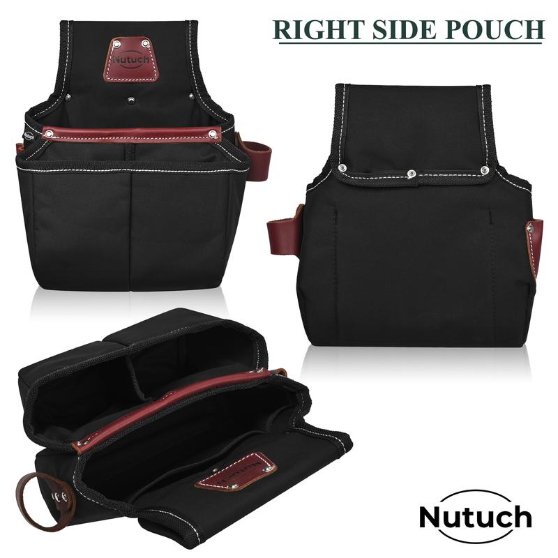 NUTUCH Black Heavy Duty Nylon and Leather Tool Belt for Carpenters and Electricians