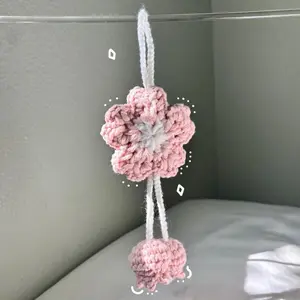 Crochet Cherry Blossom Keychain
