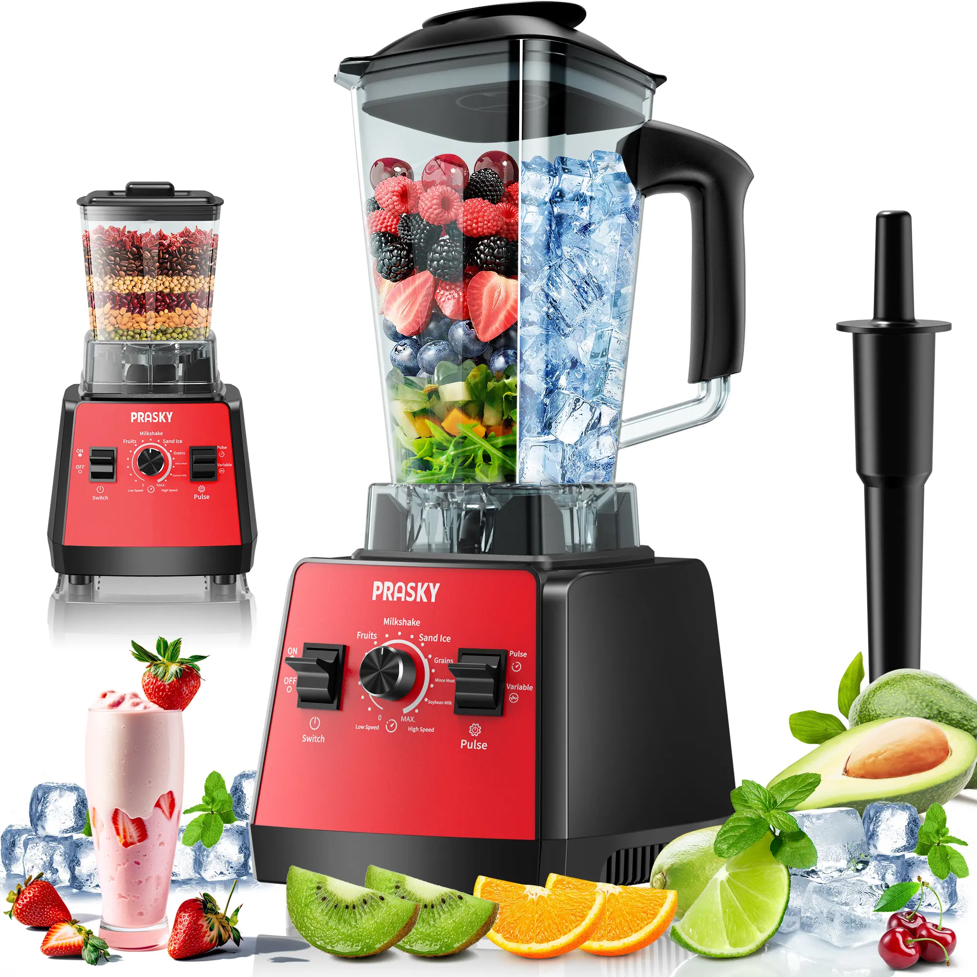 PRASKY Professional Blender 68OZ – Smoothie, Juice & Frozen Drink Maker with Grinding Function – 25000 RPM High Power, BPA-Free Container – Grinds Dry Ingredients Like Coffee, Nuts & Chili – A Kitchen Must-Have summerwins