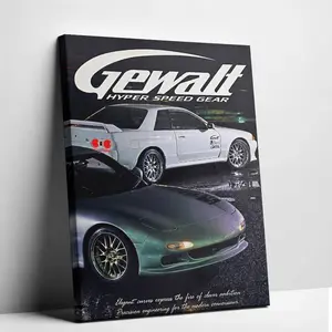 Vibrant Print Vintage Japanese Racing Cars Poster – Retro Magazine Cover Canvas Wall Art