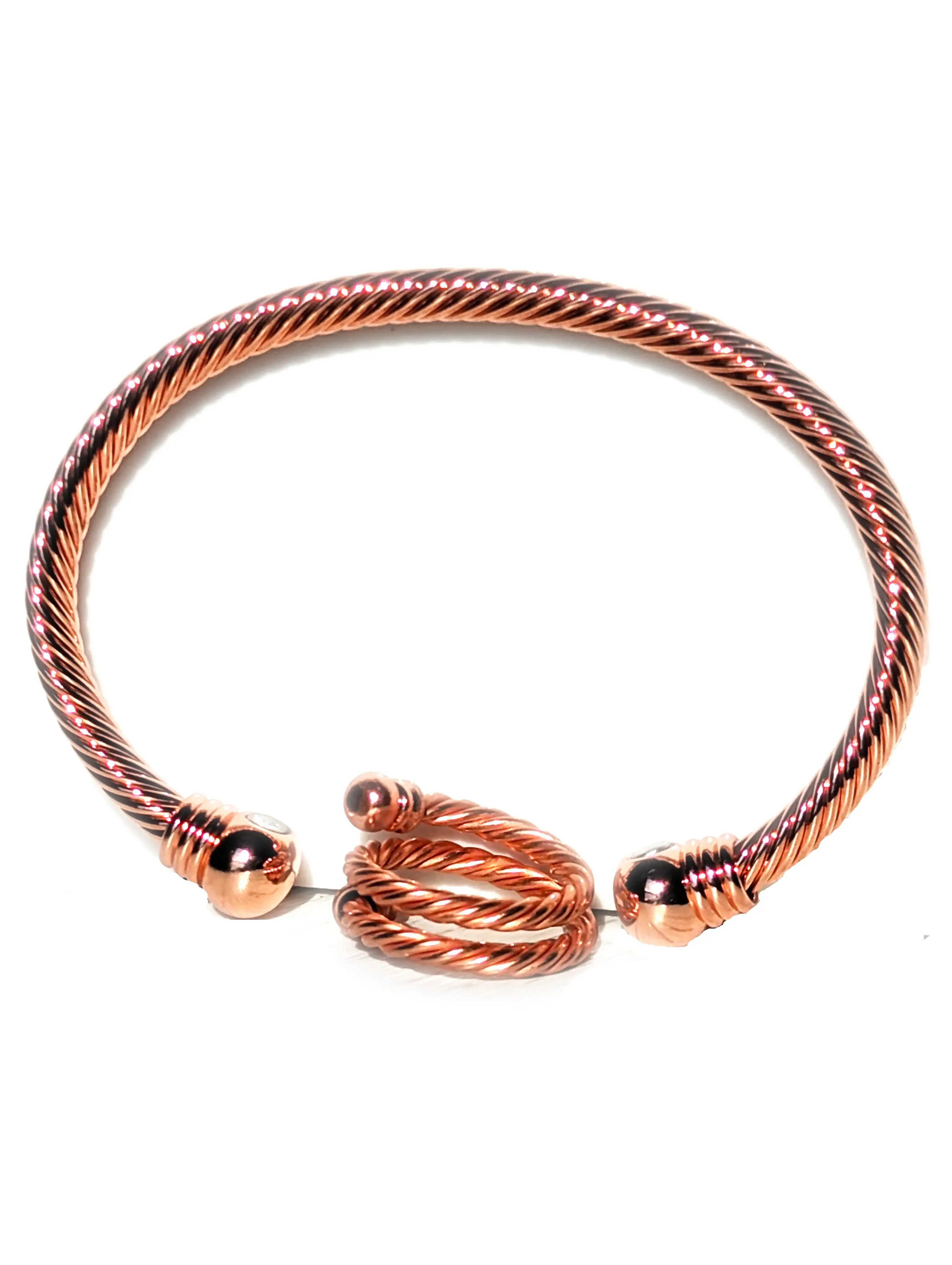 Shiny Copper Wired Coiled Magnetic Bangle