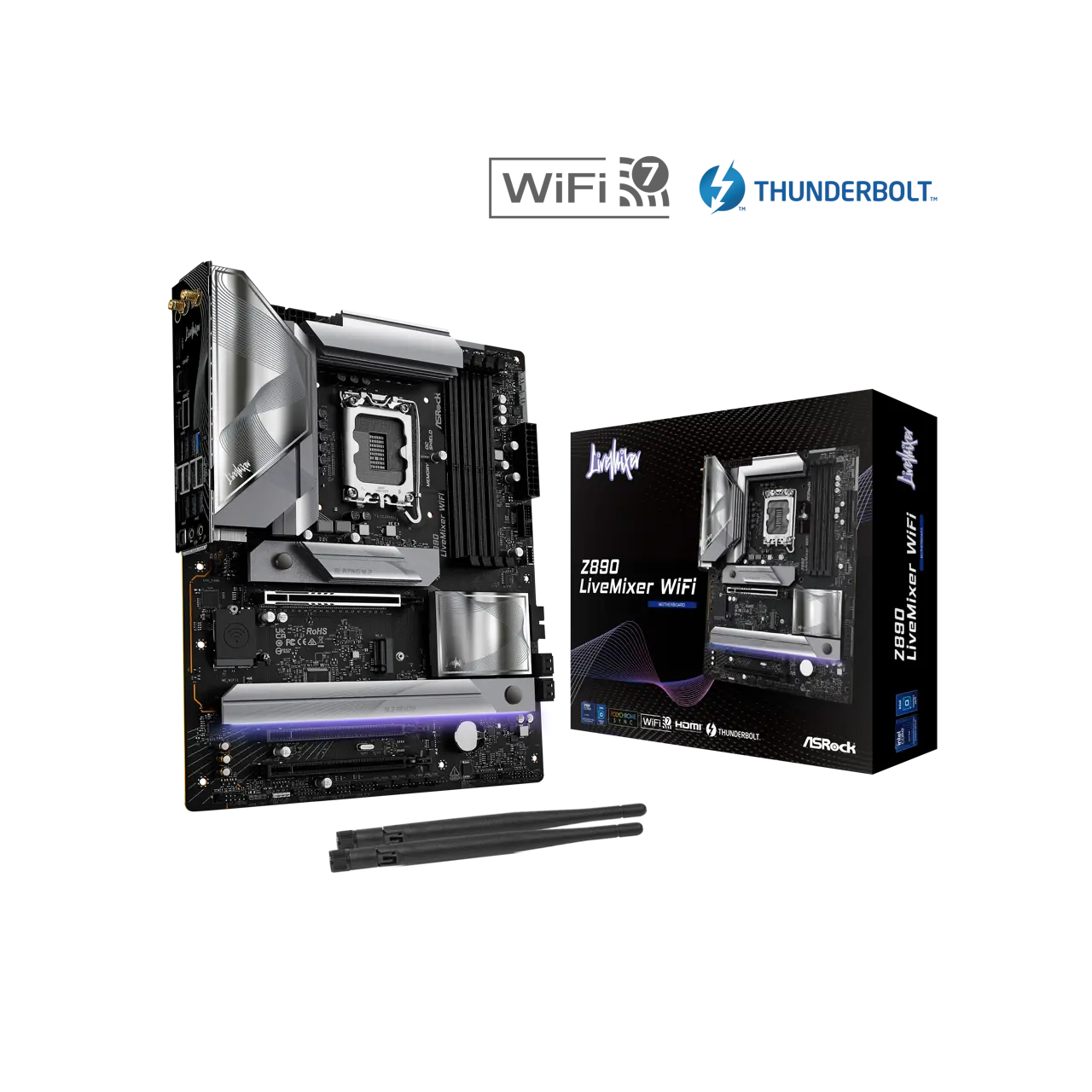 ASRock Z890 LiveMixer WiFi LGA 1851 Intel Z890 SATA 6Gb/s ATX Motherboard