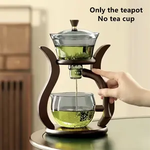Glass Teapot Set with Magnetic Switch, Hand Wash Only, 310ml/10.48oz and 400ml/13.52oz, No Pattern, Automatic Lazy Tea Maker with Premium Quality Glass Material