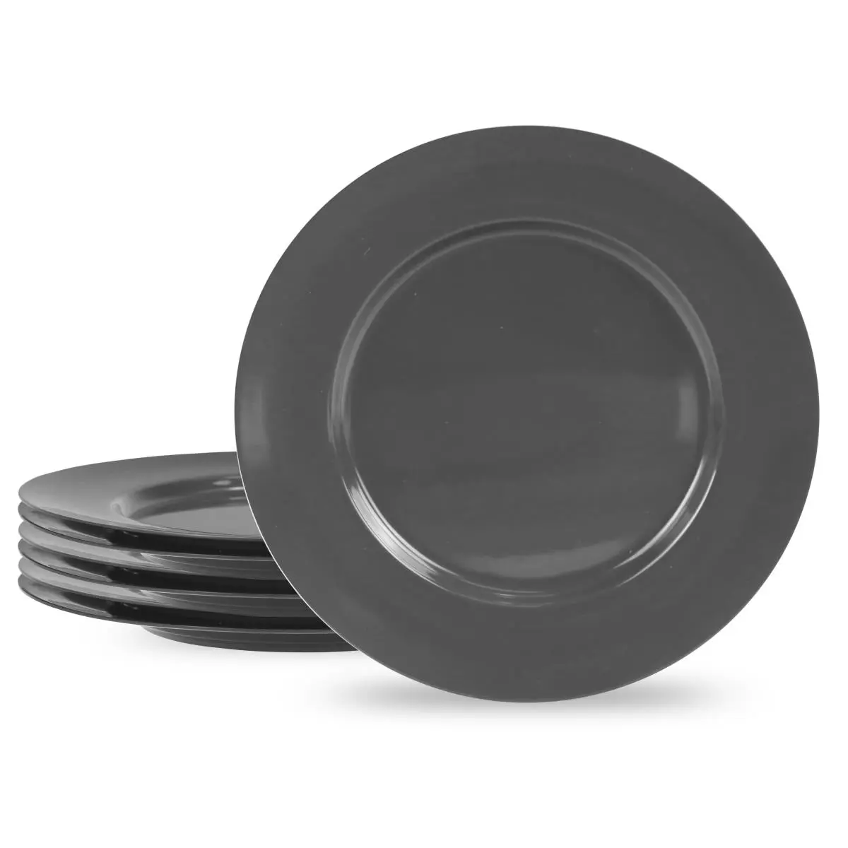 6pc Melamine Salad Plate Set Charcoal