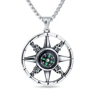Titanium Steel Jewelry Voyager Compass Pendant preppy necklace