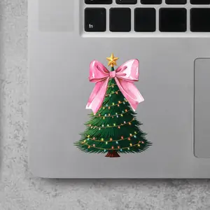 Coquette Bow Pink Christmas Tree Xmas Women Girly 2x2 inches Cut Out Sticker