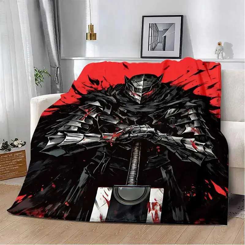 Berserk Guts Berserker Armor Fleece Throw Blanket - Dark Gothic, Manga, Anime-Style Textile - Soft Warm Bed/Sofa Cover, Otaku Gift, Edgy Boy Gamer Room Decor, Dark Fantasy Aesthetic Japanese Animation Merch, Trending TikTok Find, Dark Gothic Blankets, Man