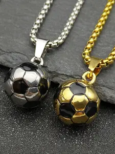 New Trend Three-Dimensional Soccer Football Necklace For Men Boy Stainless Steel Gold Color Sports Lover Boy Chain