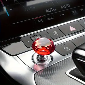 Glass Car Start Button  - Sparkling Red Gemstone, Creative Interior Accessory for a Dazzling, Fun Auto Look, Car Interior Decoration | Luxury Vehicle  | Decorative Car Item, Cute Car Accessories decor