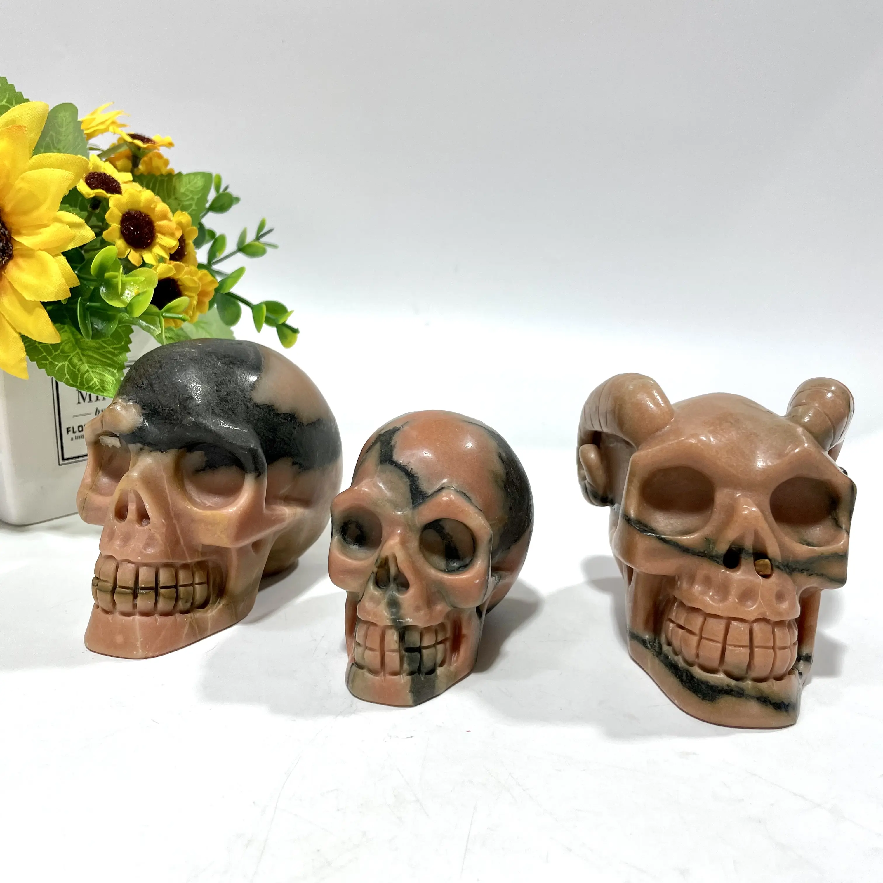 IG Crystal Pink Opal Skull Crystal Carving Natural Stone Gem Mining Chakra Balancing Reiki Healing Crystal Mystery Crystal Display Crystal Shopping Online Home Office Decor