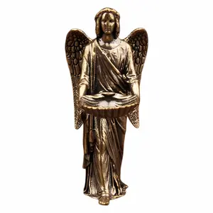 Vintage Brass Angel Figurine, Detailed Texture, Real Copper Material, Vintage Finish, Office Desk Decor, Home Soft Decoration Gift