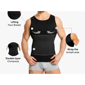 [2 Pack]Men's Compression High Stretch Tummy Shapewear Tank Tops Fajas Dry Fit Wicking Gym Shirt SpringStatements