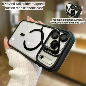 Magnetic Transparent Phone Case, Camera Stand Shockproof Non-Yellowing Cover For iPhone 17/16/15/14/13/12 Pro Max